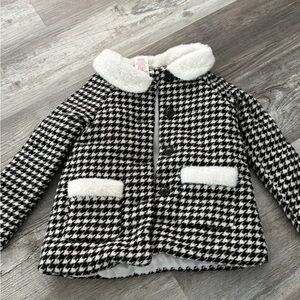 Max Studio Kids Houndstooth Pea Coat with White Accents